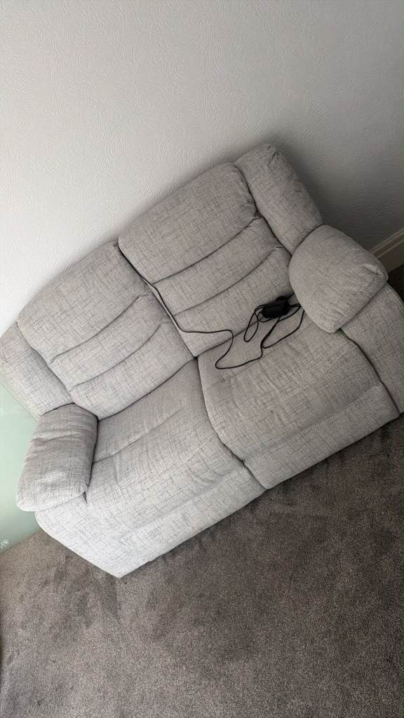 Grey Fabric Recliner Sofa and Armchair Set – Good Condition