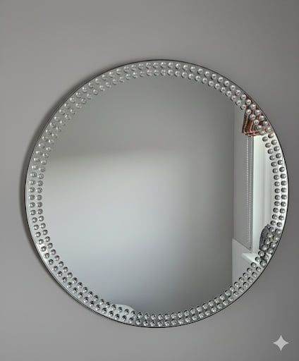 Glam gem edge round wall mirror