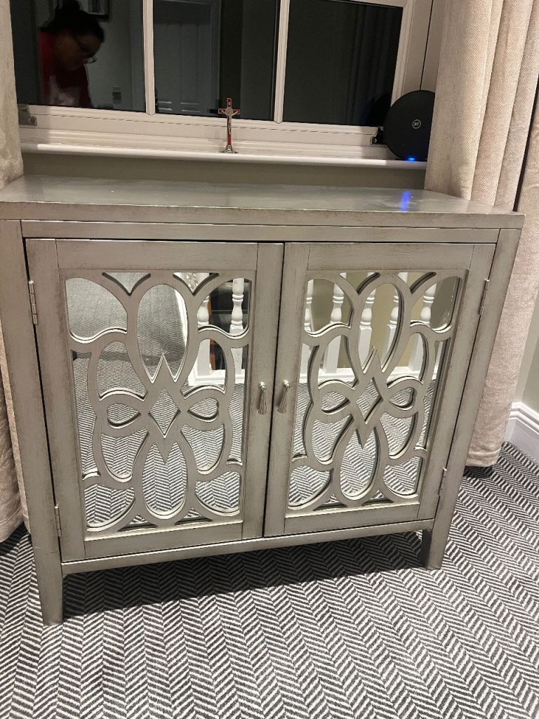 Small Grey Mirrored Cabinet 