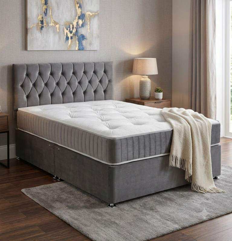 📢🚛 TODAY DELIVERY 4ft6 Double Divan Bed Base With Mattress Brand New Cash On Delivery Order Now