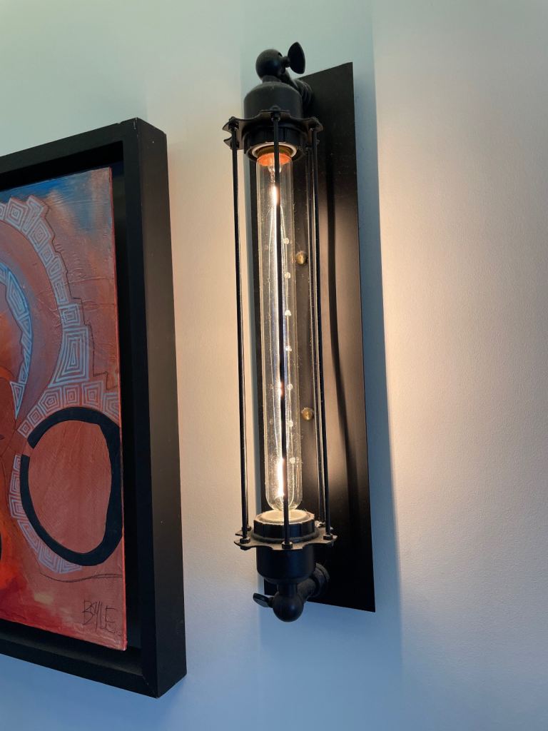 image for 2 black metal industrial wall light fittings