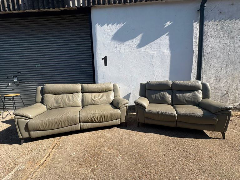 Grey DFS leather 3 & 2 seater recliner sofa set DELIVERY AVAILABLE!