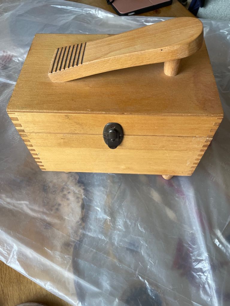 Wooden shoe shine box