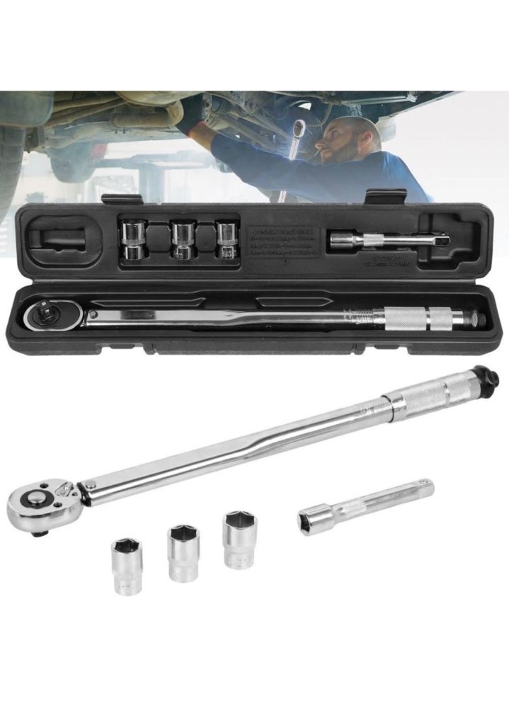 1/2 Inch Ratcheting Torque Wrench 28-210Nm With 17 19 21mm Drive Socket