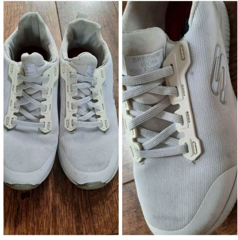 Skechers Women's White Trainers Size 4 ,marked But Still Good Wear Left In Them