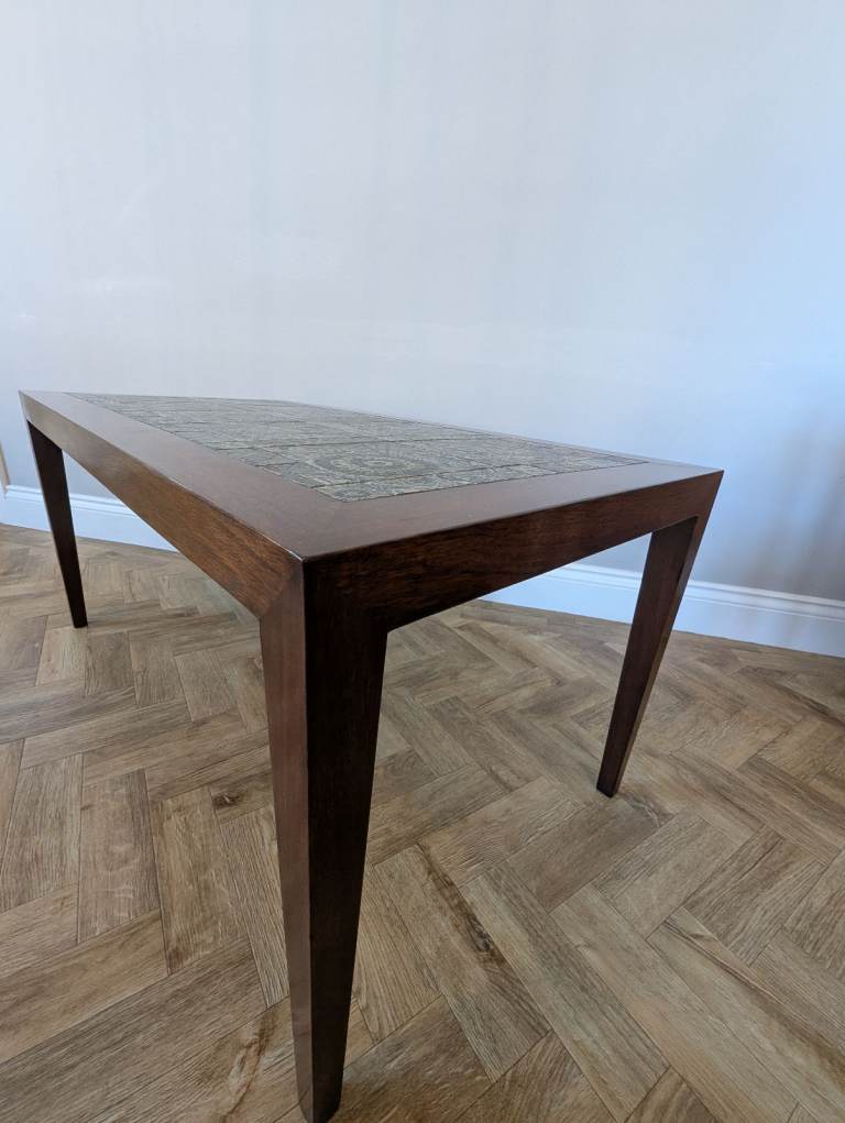 Danish Rosewood Coffee Table by Severin Hansen, with Royal Copenhagen Tiles
