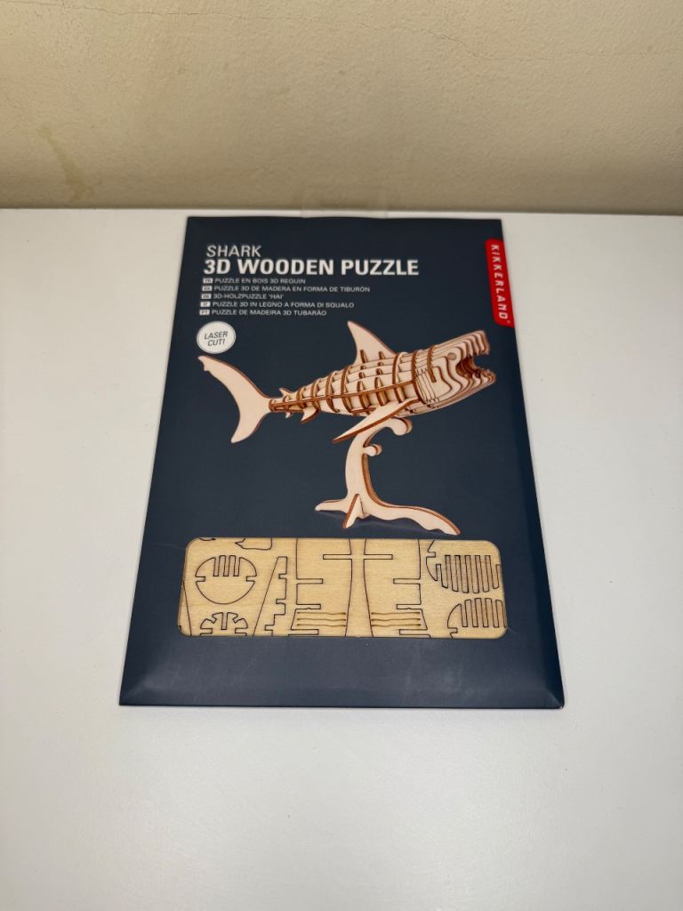 image for Kikkerland Shark 3D Wooden Puzzle – Brand New / Sealed