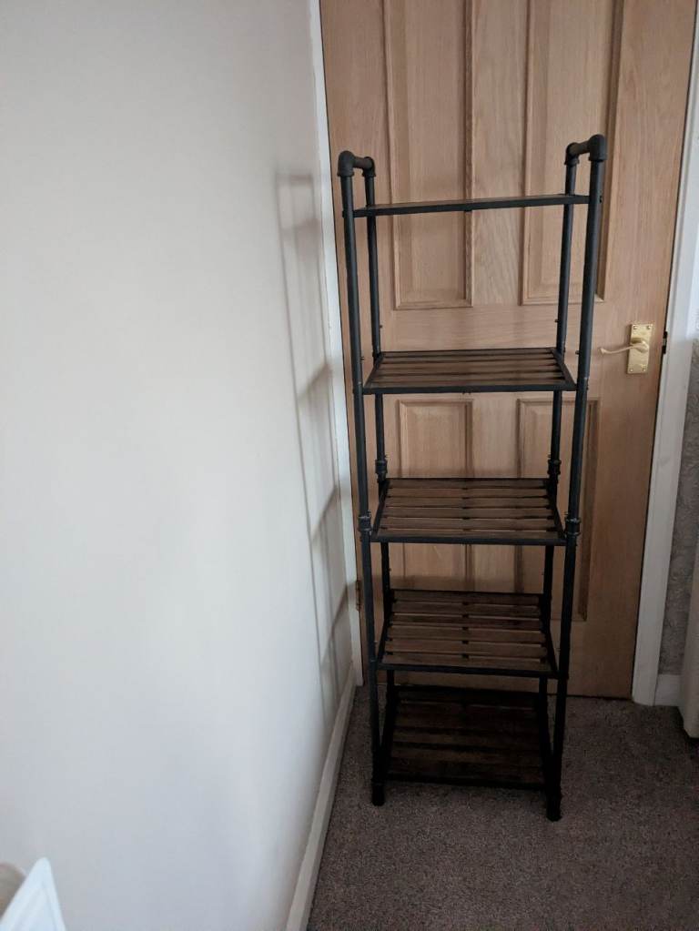 Industrial Style 4-Tier Metal and Wood Shelf Unit