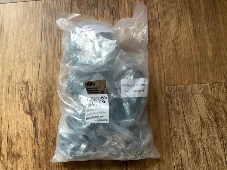 60 new hose clips 10mm to 60mm in various sizes bagged new