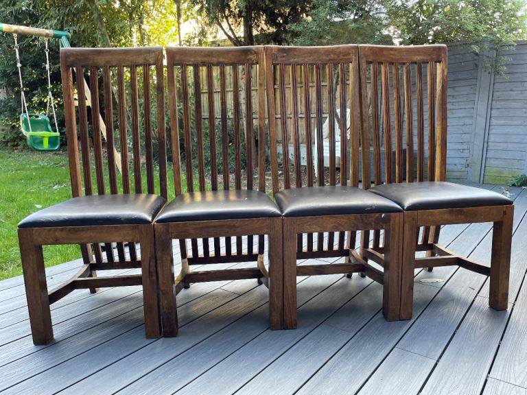Set of 4 Wooden Dining Chairs