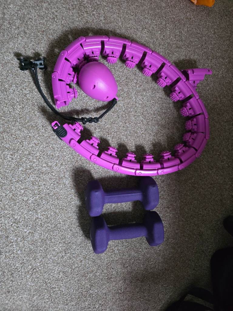 Smart Hula Hoop and Dumbbells - Purple, Good Condition