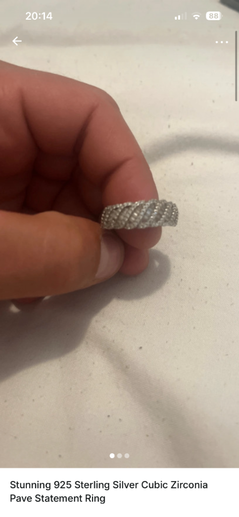 Stunning 925 Sterling Silver Cubic Zirconia Pave Statement Ring