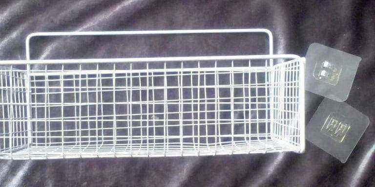 Home Kitchen Bathroom Large White Wire Mesh Storage Basket Organiser Caddy. POST OR COLLECT!