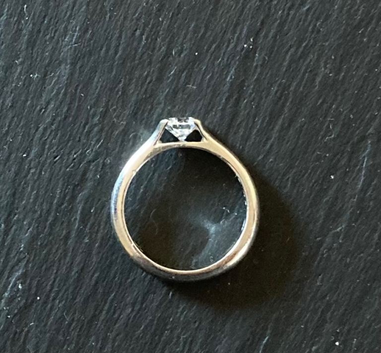 Natural Solitaire Diamond Ring set in Platinum.