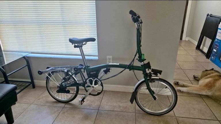 Foldable Bike Brompton 16" Green C Line with rack, lights and bag