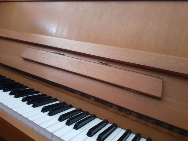 John Broadwood & Sons Upright c1975 warm coloured wood finish modern piano tuned