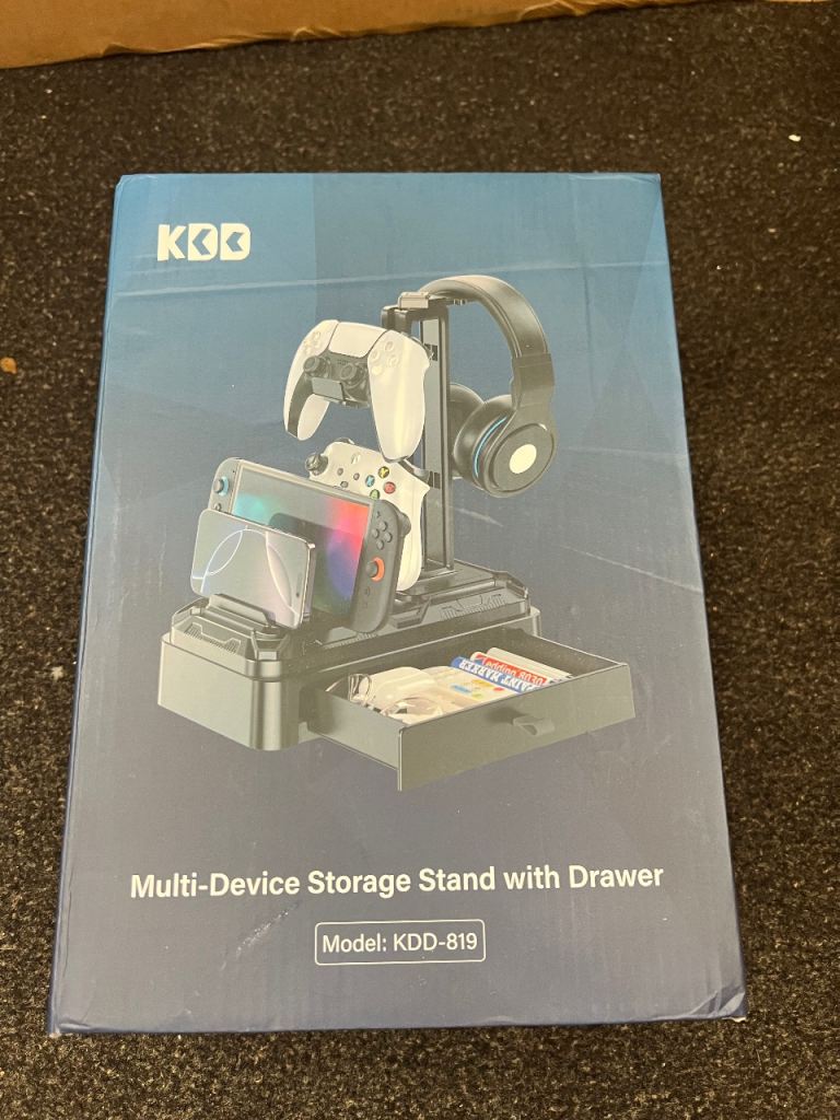 Headphone Stand with Drawer – Rotatable Controller & Device Holder Gaming Desk Organiser