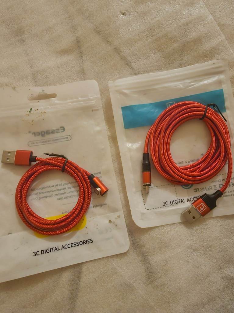 2 metre magnetic  Red Braided USB C cable - New