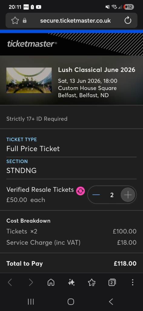 2 lush classical tickets 