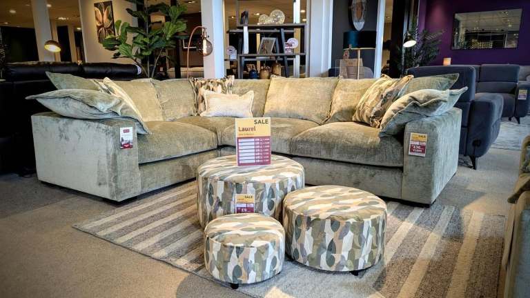 Love Seat / Cuddler / Snuggler + Nesting Footstools - Sage Green Soft ...