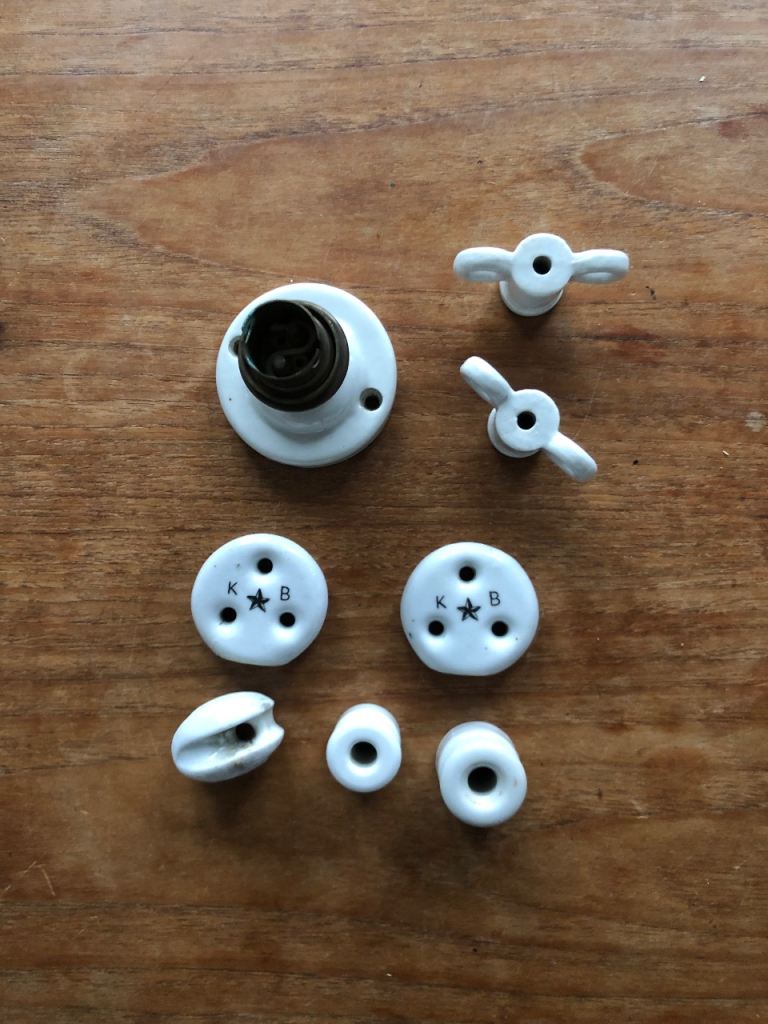 Vintage Ceramic Light Fitting Parts