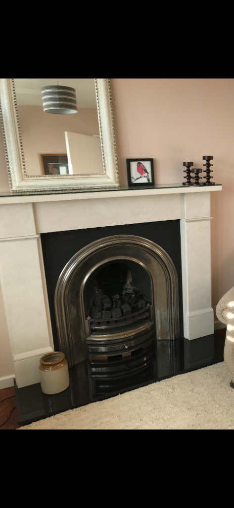 Marble Fireplace Surround with Gas Fire Insert and Hearth