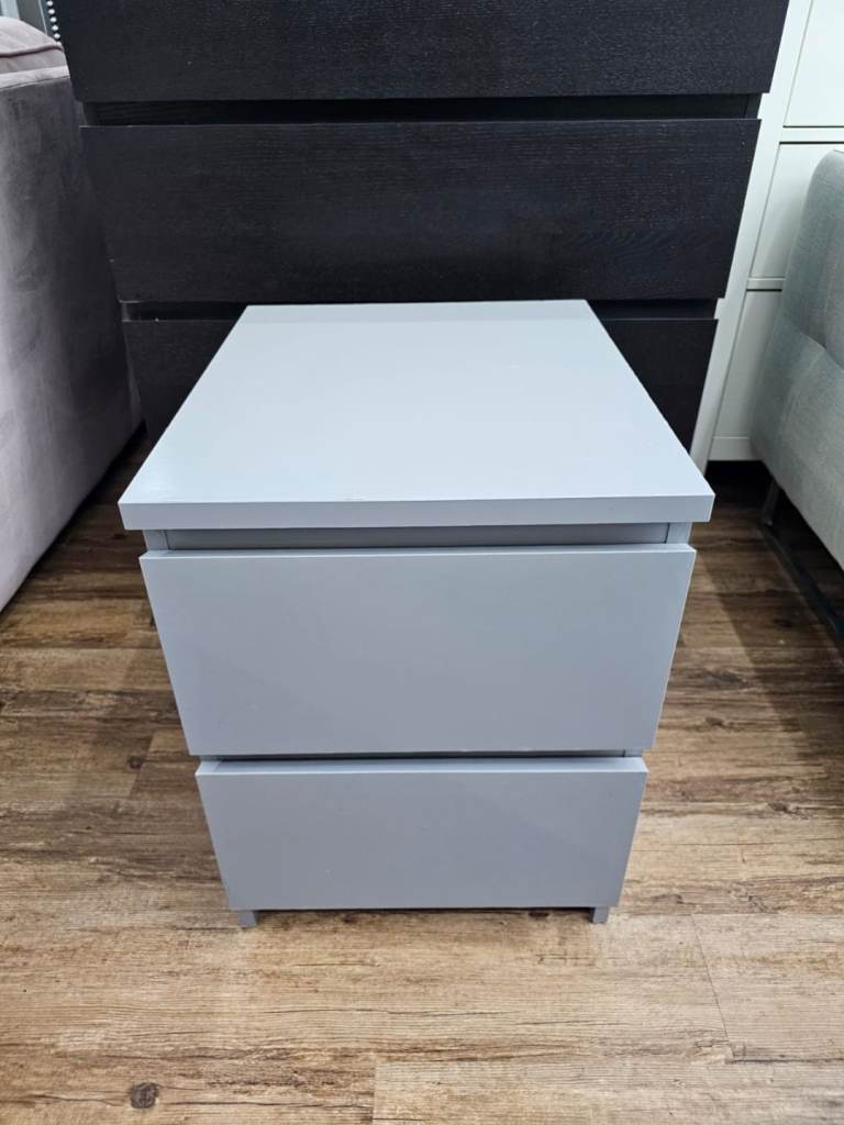 image for Ikea Malm grey 2 drawer chest bedside 