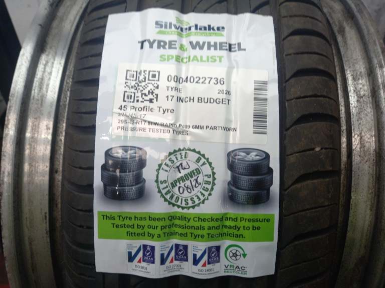 295-45-R17 88w Rapid P609 6mm Partworn Pressure Tested Tyres