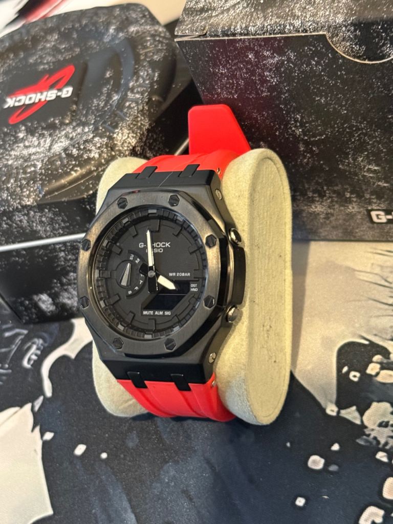 Casio G-Shock GA-2100 with Red Strap - As Good As New