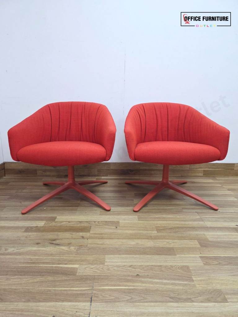 Boss Design Paloma Plush Swivel Lounge Chairs (Pair) – Coral Red