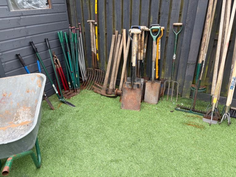 Large Job Lot of Garden Hand Tools – Spades, Rakes, Forks