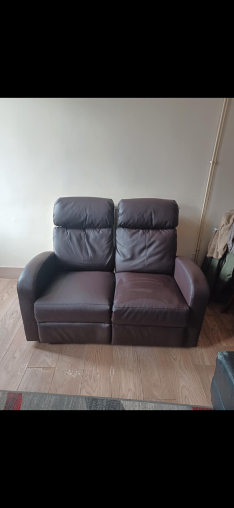 2 seater faux leather manual recliner 