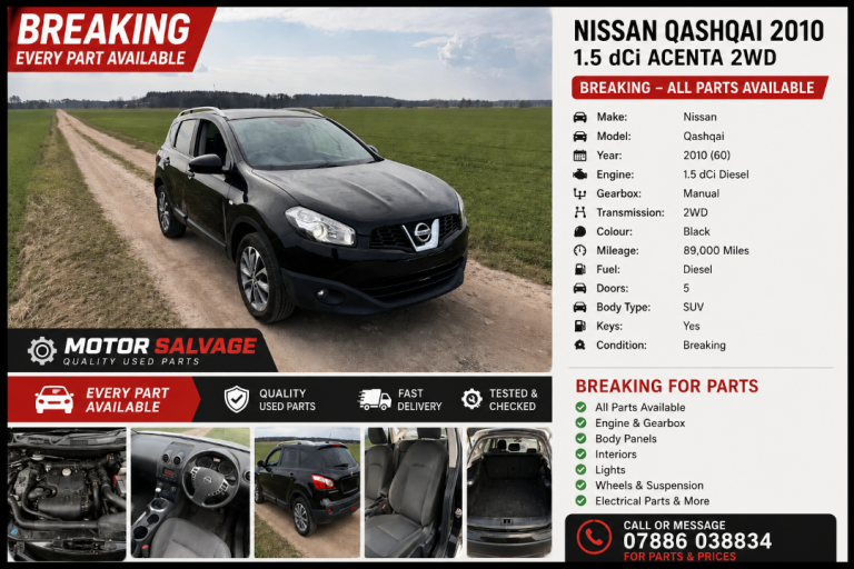 🚗 BREAKING FOR PARTS – 2010 NISSAN QASHQAI 1.5 dCi ACENTA 🚗
