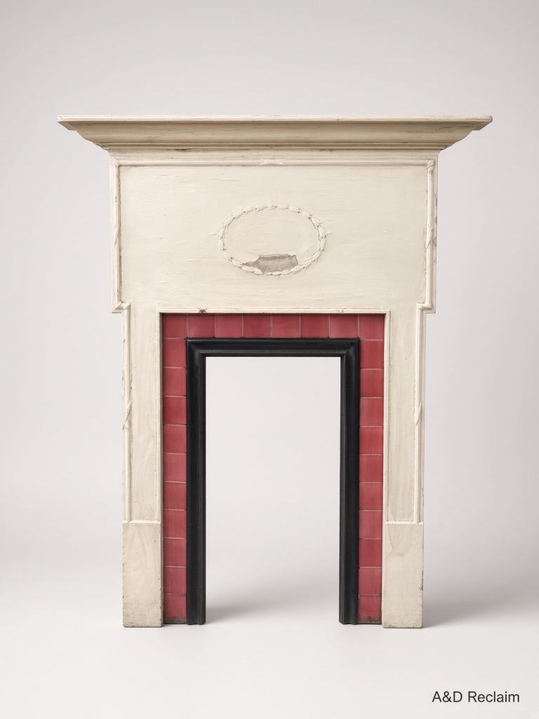 Reclaimed Vintage Fireplace Surround with Red Tiles