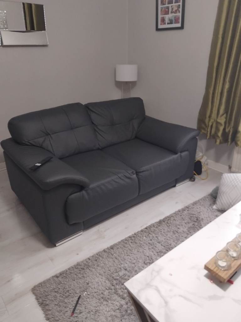 3/2 soft leather sofa charcoal grey 