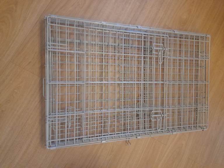 Medium Double Door Folding Dog Crate Grey