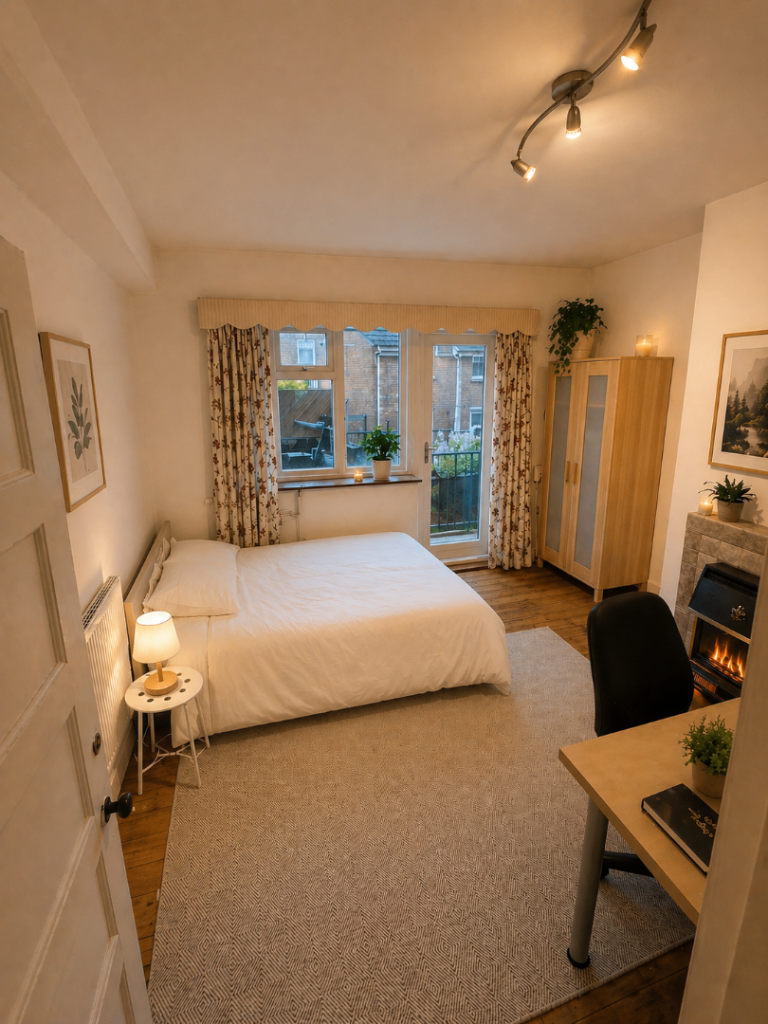 Bright Double Room with Private Balcony in N1