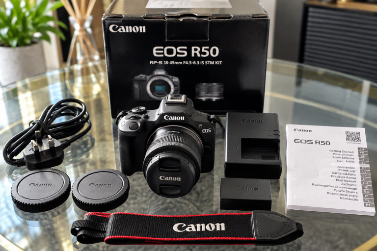 Canon EOS R50 Mirrorless Camera + 18-45mm Lens – NEW UNUSED – Original Box & Accessories