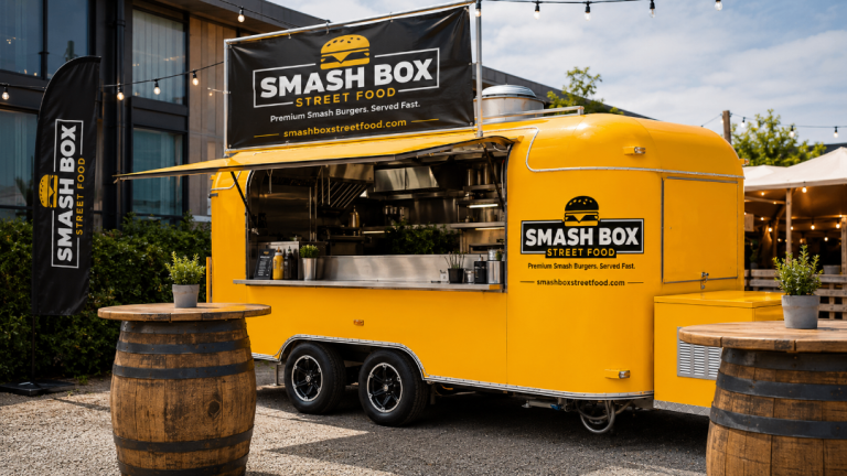 Aistream Yellow Food Trailer – Brand New with SMASHBOX STREET FOOD branding