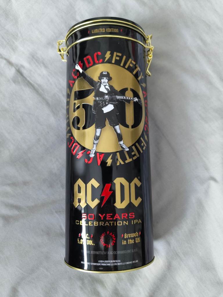 AC DC fifty years anniversary collectors tin and glass 