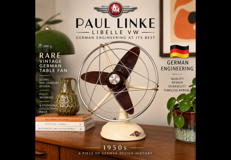 RARE PAUL LINKE LIBELLE VW VINTAGE TABLE FAN 1950's German Engineering 🇩🇪incredible working order