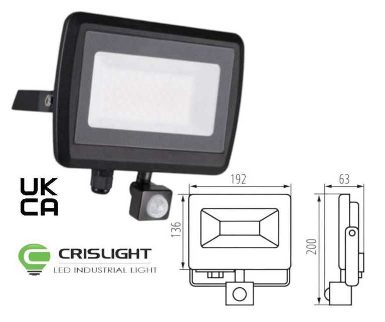 50W IP44 LED Floodlight PIR Motion Sensor Garden Security Flood Light KANLUX