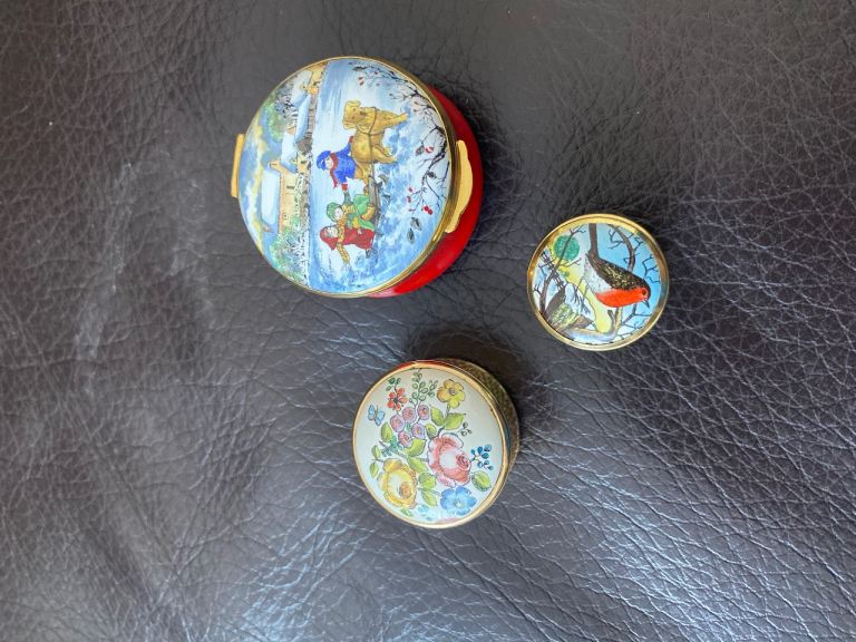 Set of 3 Halcyon Days Enamels Trinket Boxes
