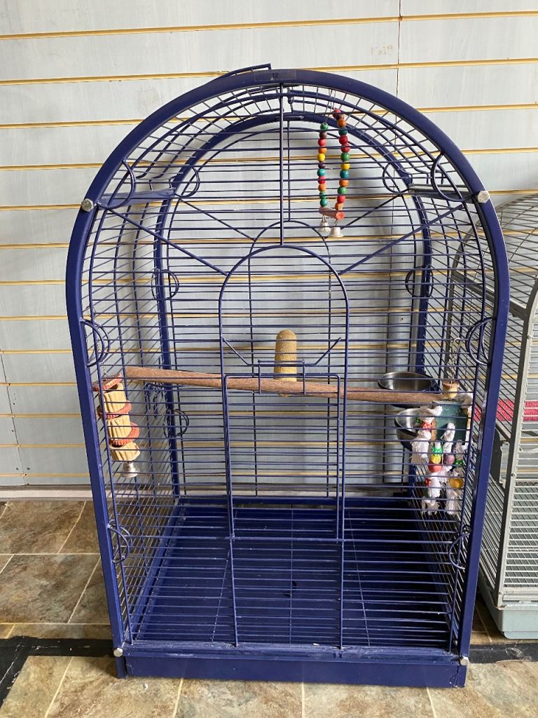 Large Blue Bird Cage - Arch Top