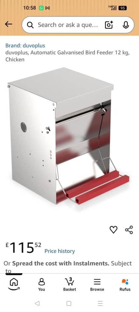 Duvoplus Automatic Galvanised Poultry Feeder 12kg