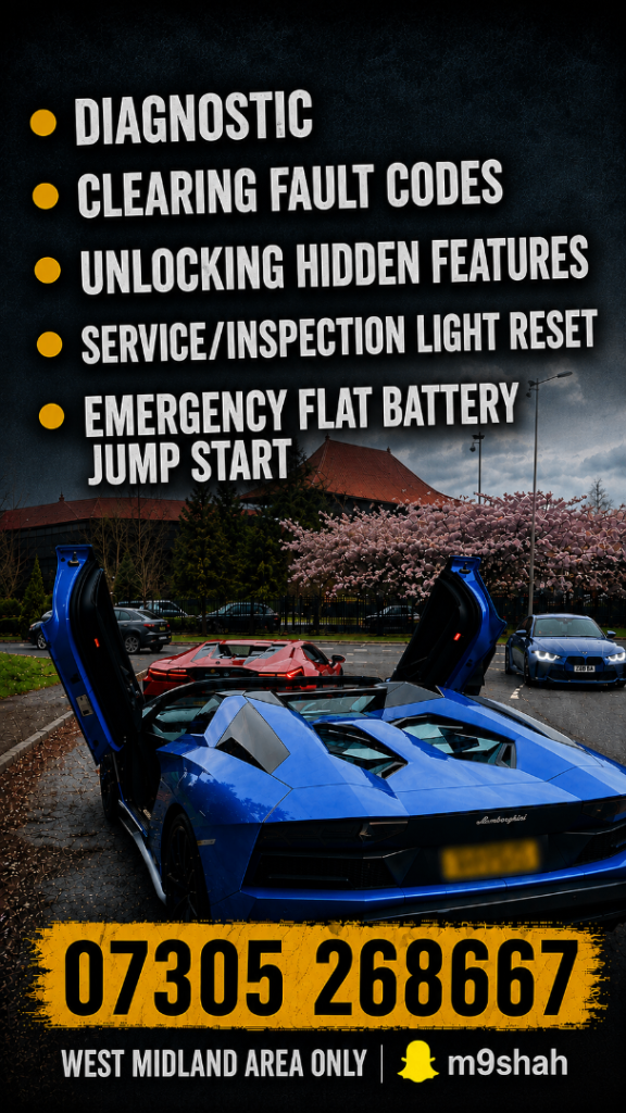 Flat battery assistance/Diagnostics/Fault code clearing/Coding 