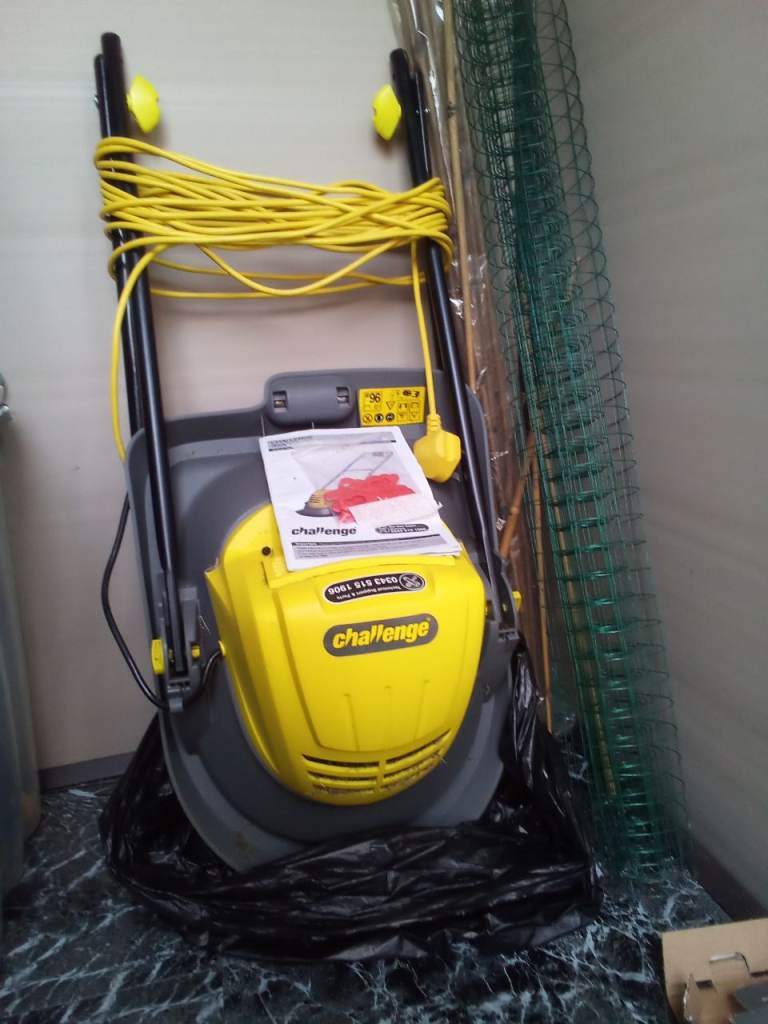 Challenge Electric Lawnmower – Yellow, Good Working Condition