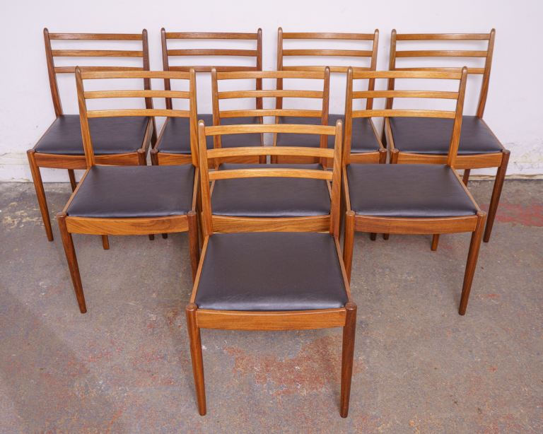 8 G Plan mid-century teak dining chairs, newly upholstered DELIVERY AVAILABLE 