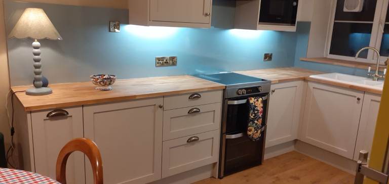 Laminate splashback...Axiom Frosted Jade
