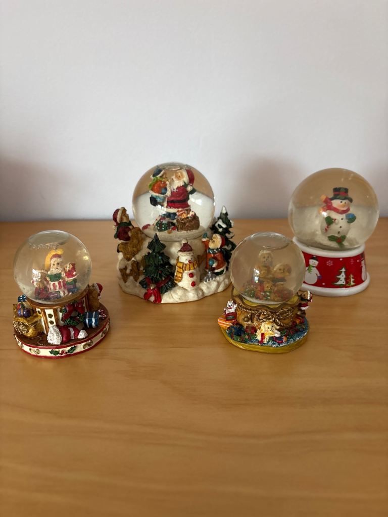 Christmas Snow Globes – Set of 4, Good Condition